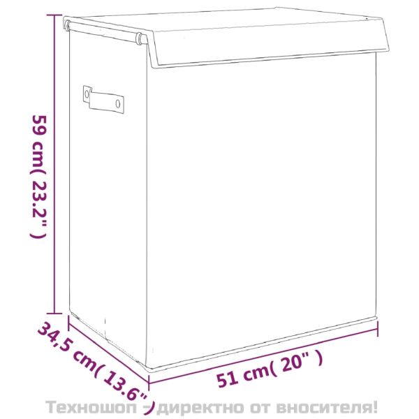 Сгъваем кош за пране, сив, 51x34,5x59 см, изкуствен лен