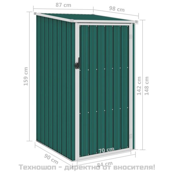 Градинска барака, зелена, 87x98x159 см, поцинкована стомана