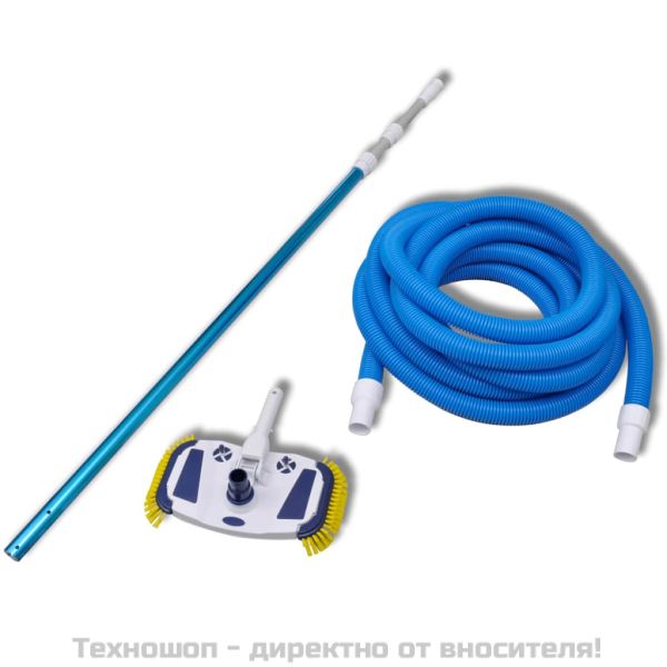 Почистващ вакумен уред за басейни с телескопична дръжка и маркуч