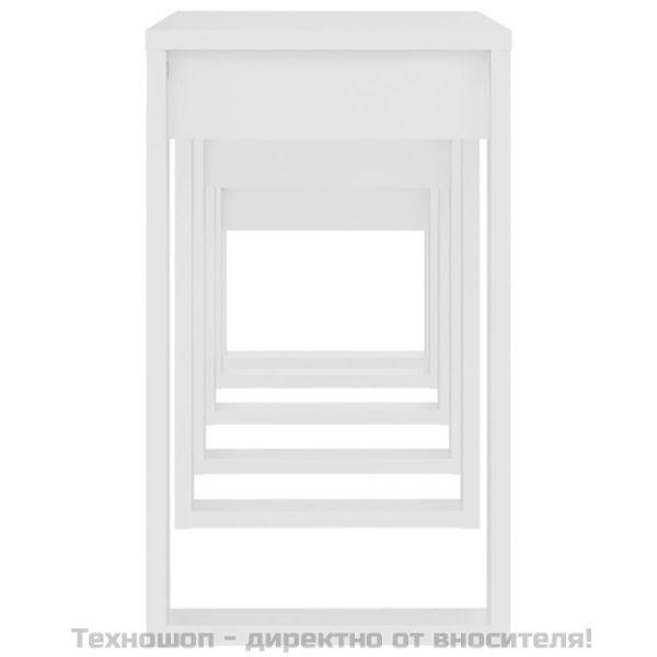 Маси за гнездене, 3 бр., бяло инженерно дърво