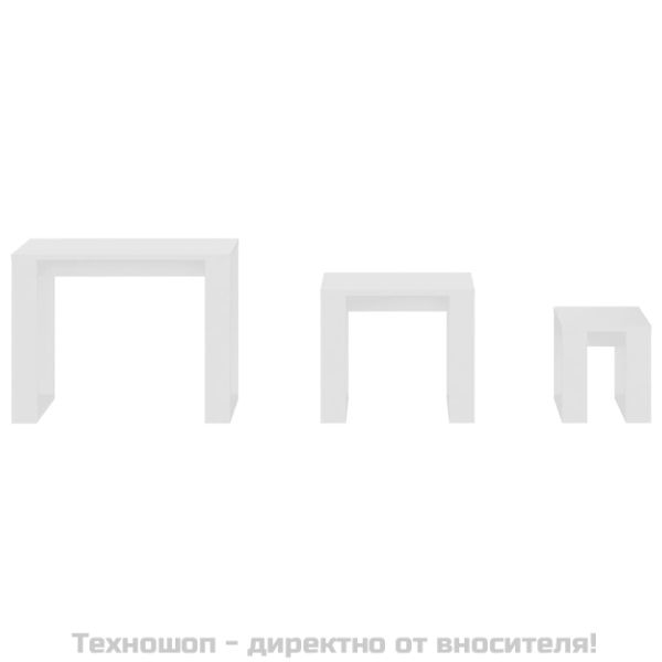 Маси за гнездене, 3 бр., бяло инженерно дърво