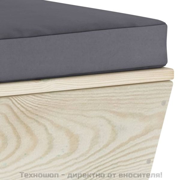 Градински палетен ъглов диван с възглавници, импрегниран смърч