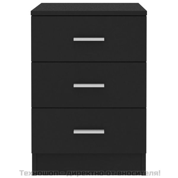 Нощни шкафчета, 2 бр, черни, 38x35x56 см, инженерно дърво