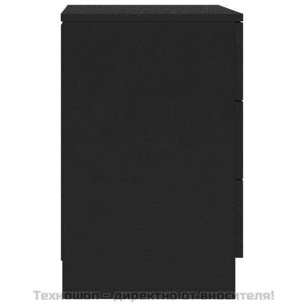 Нощни шкафчета, 2 бр, черни, 38x35x56 см, инженерно дърво