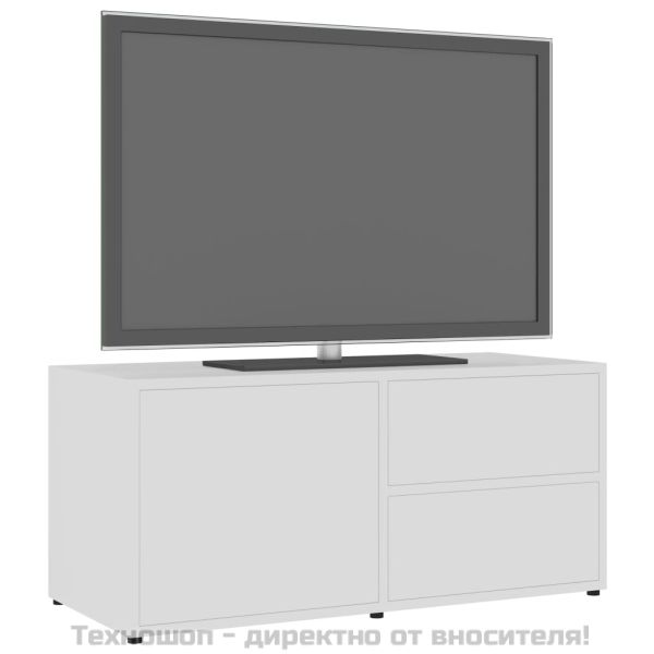 ТВ шкаф, бял, 80x34x36 см, инженерно дърво