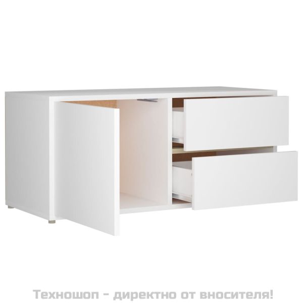 ТВ шкаф, бял, 80x34x36 см, инженерно дърво