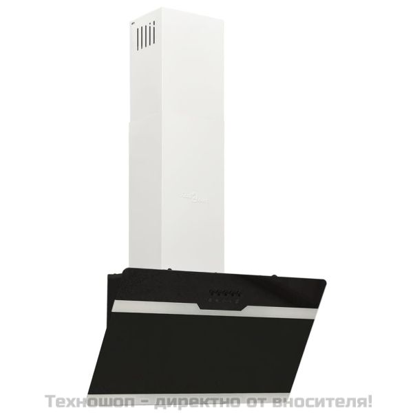 Стенен абсорбатор, 60 см, стомана и закалено стъкло, черен