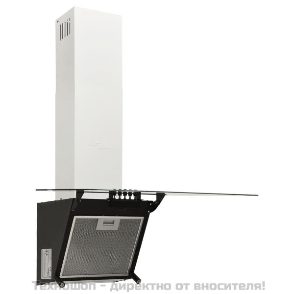 Стенен абсорбатор, 60 см, стомана и закалено стъкло, черен