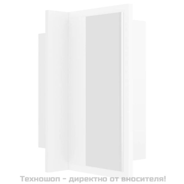 Шкаф с LED огледало за баня, бял, 40x12x45 см, акрил