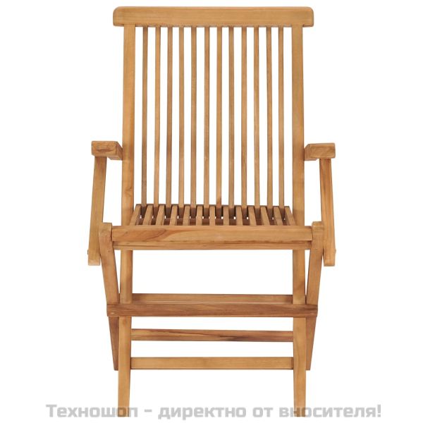 Сгъваеми градински столове, 2 бр, тиково дърво масив