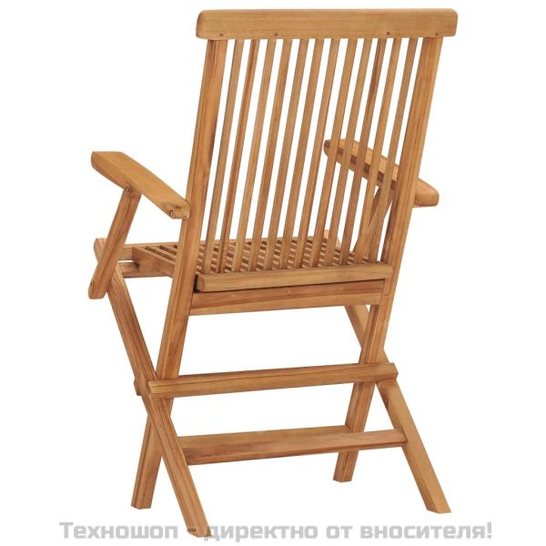Сгъваеми градински столове, 2 бр, тиково дърво масив