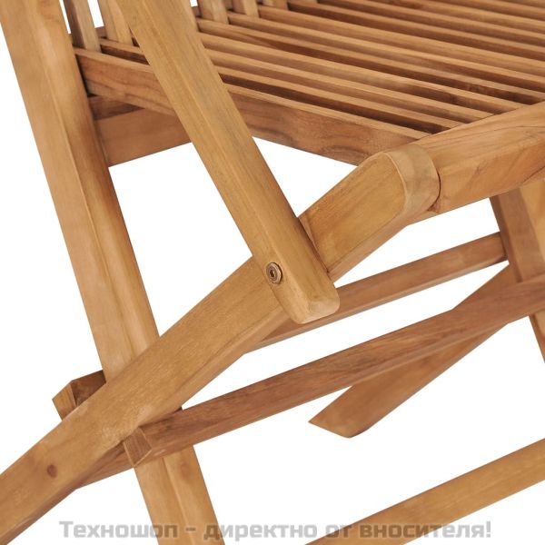 Сгъваеми градински столове, 2 бр, тиково дърво масив
