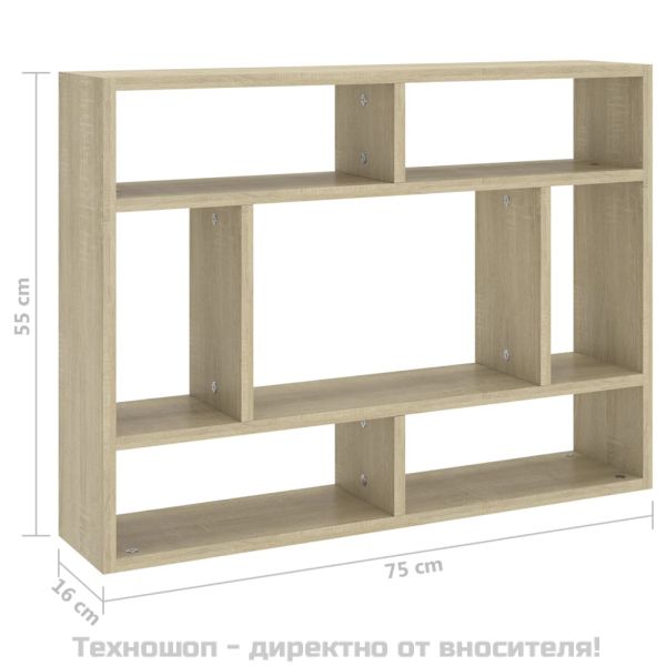 Стенен рафт, дъб сонома, 75x16x55 см, инженерно дърво