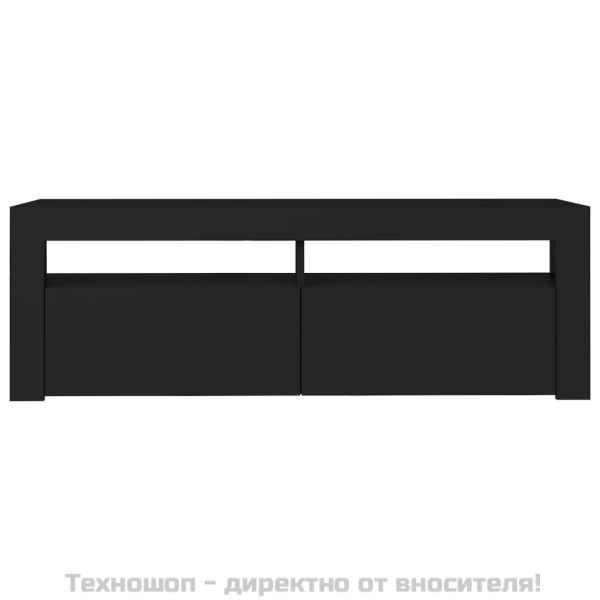ТВ шкаф с LED осветление, черен, 120x35x40 см