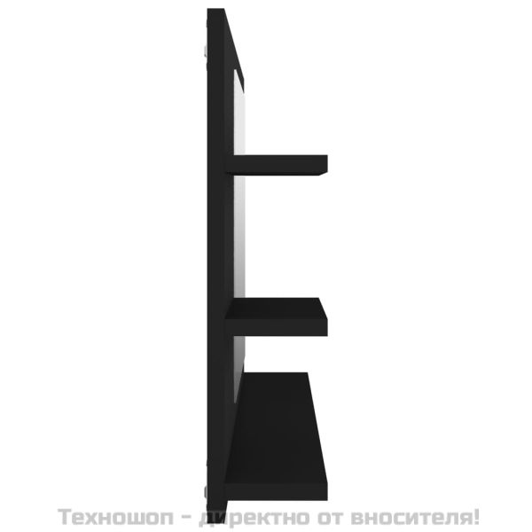 Огледало за баня, черно, 90x10,5x45 см, инженерно дърво
