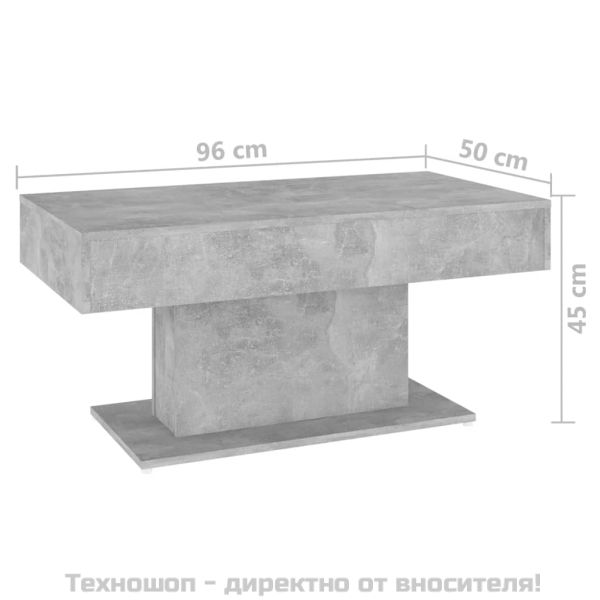 Маса за кафе, бетонно сива, 96x50x45 см, инженерно дърво