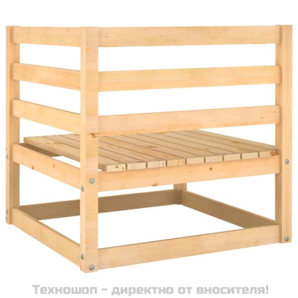 Градински 2-местен диван с възглавници, борово дърво масив