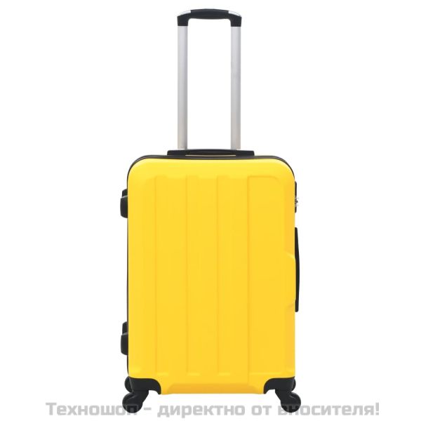 Комплект твърди куфари с колелца, 3 бр, жълти, ABS