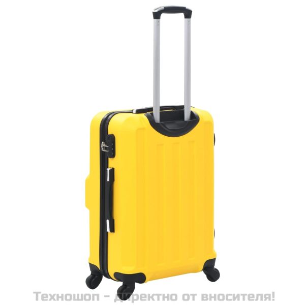 Комплект твърди куфари с колелца, 3 бр, жълти, ABS