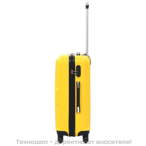 Комплект твърди куфари с колелца, 3 бр, жълти, ABS