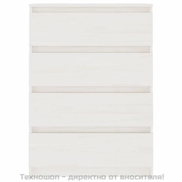 Страничен шкаф, бял, 60x36x84 см, борово дърво масив