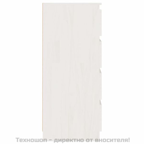 Страничен шкаф, бял, 60x36x84 см, борово дърво масив