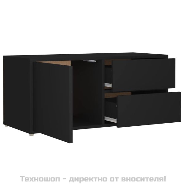 ТВ шкаф, черен, 80x34x36 см, инженерно дърво