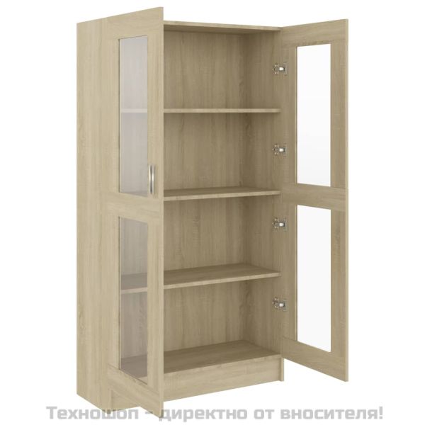 Шкаф витрина, дъб сонома, 82,5x30,5x150 см, ПДЧ