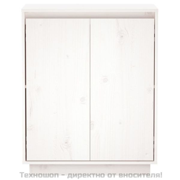 Сайдборд, бял, 60x34x75 см, бор масив