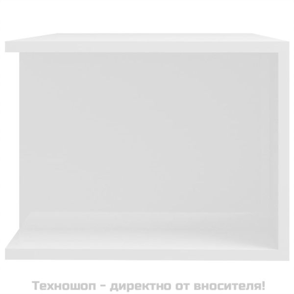 ТВ шкаф с LED осветление, бял гланц, 90x39x30 см