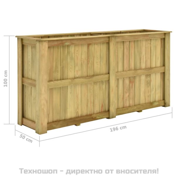 Повдигната леха, 196x50x100 см, импрегнирано борово дърво