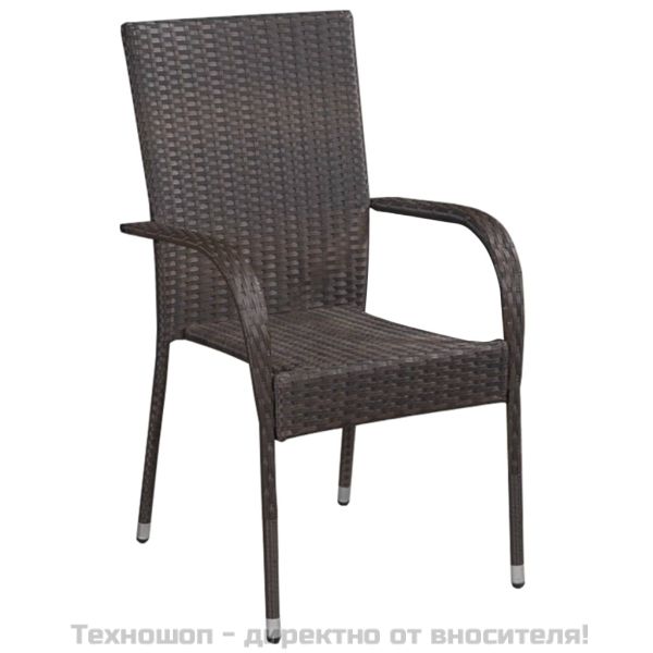 Стифиращи външни столове, 2 бр, полиратан, кафяви