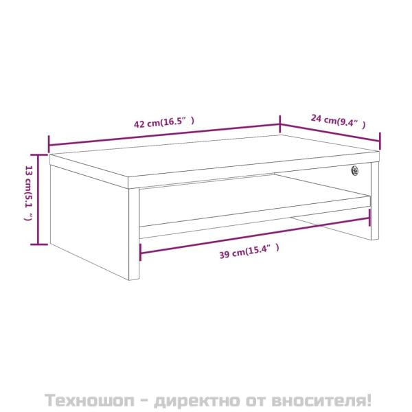 Поставка за монитор, опушен дъб, 42x24x13 см, инженерно дърво