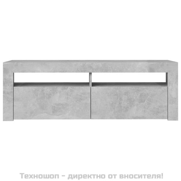 ТВ шкаф с LED осветление, бетонно сив, 120x35x40 см