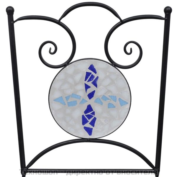 Сгъваеми бистро столове, 2 бр, мозайка, синьо и бяло