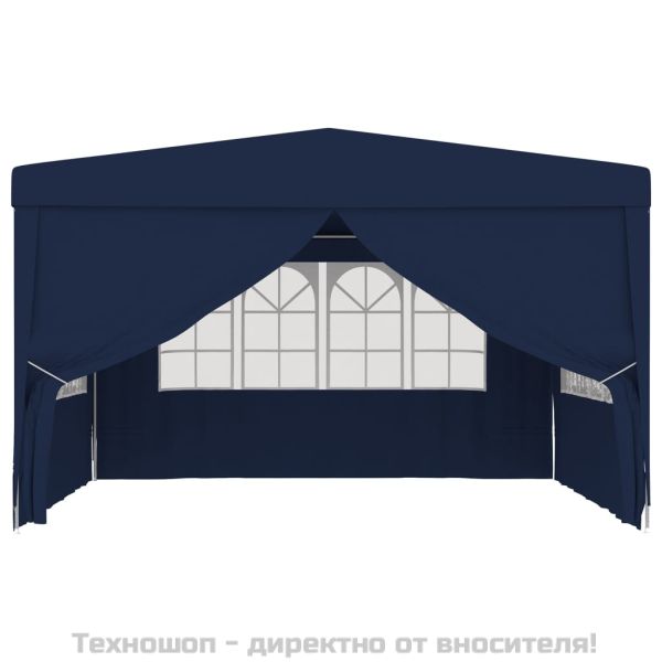 Професионална парти шатра със стени 4x4 м синя 90 г/м²