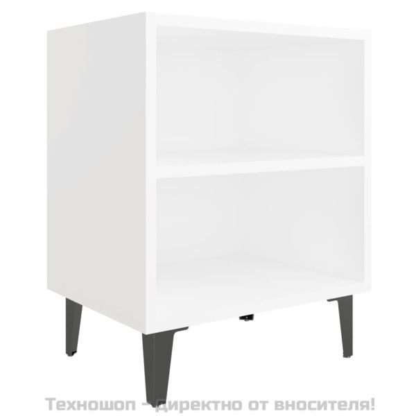 Нощно шкафче с метални крака, бяло, 40x30x50 см