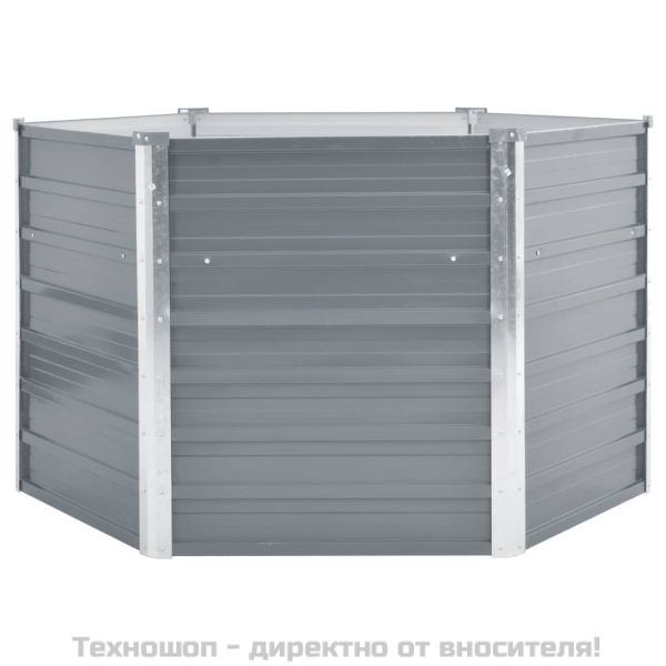 Градинска висока леха поцинкована стомана 129x129x77 см сива