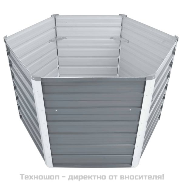 Градинска висока леха поцинкована стомана 129x129x77 см сива