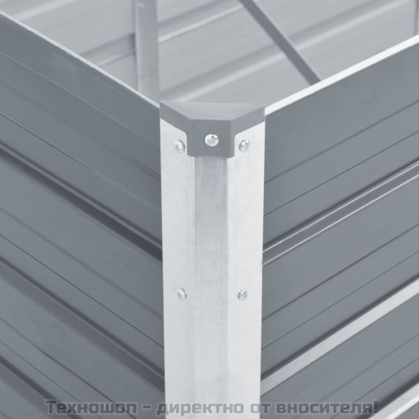 Градинска висока леха поцинкована стомана 129x129x77 см сива