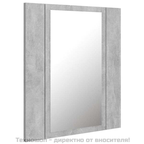 LED шкаф с огледало за баня, бетонно сив, 40x12x45 см, акрил