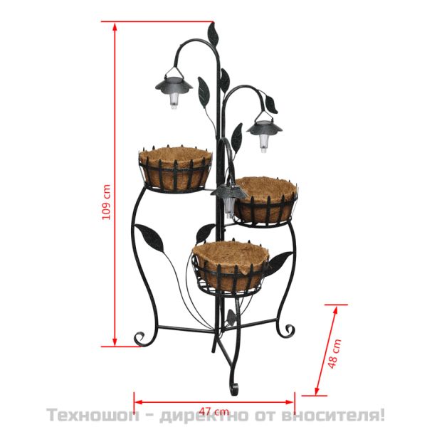 Соларна лампа с кошници за цветя