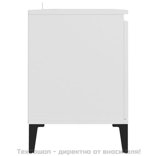 ТВ шкаф с метални крака, бял, 103,5x35x50 см