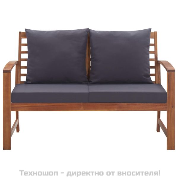 Градински комплект с възглавници, 4 части, акациево дърво масив