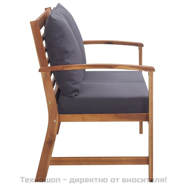 Градински комплект с възглавници, 4 части, акациево дърво масив