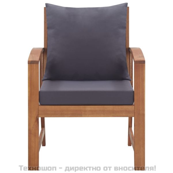 Градински комплект с възглавници, 4 части, акациево дърво масив