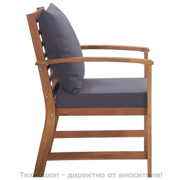 Градински комплект с възглавници, 4 части, акациево дърво масив