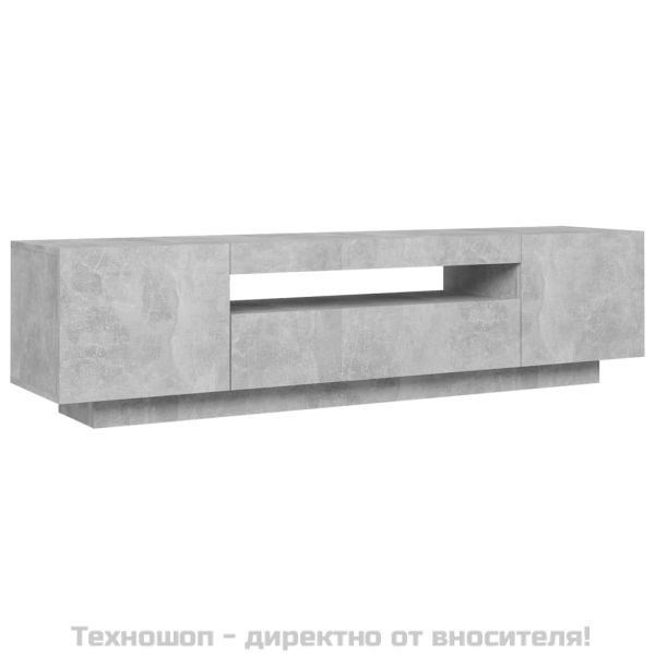 ТВ шкаф с LED осветление, бетонно сив, 160x35x40 см