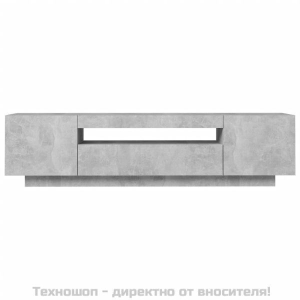ТВ шкаф с LED осветление, бетонно сив, 160x35x40 см