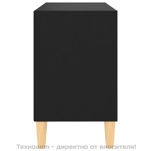 ТВ шкаф с крака от дърво масив, черен, 69,5x30x50 см
